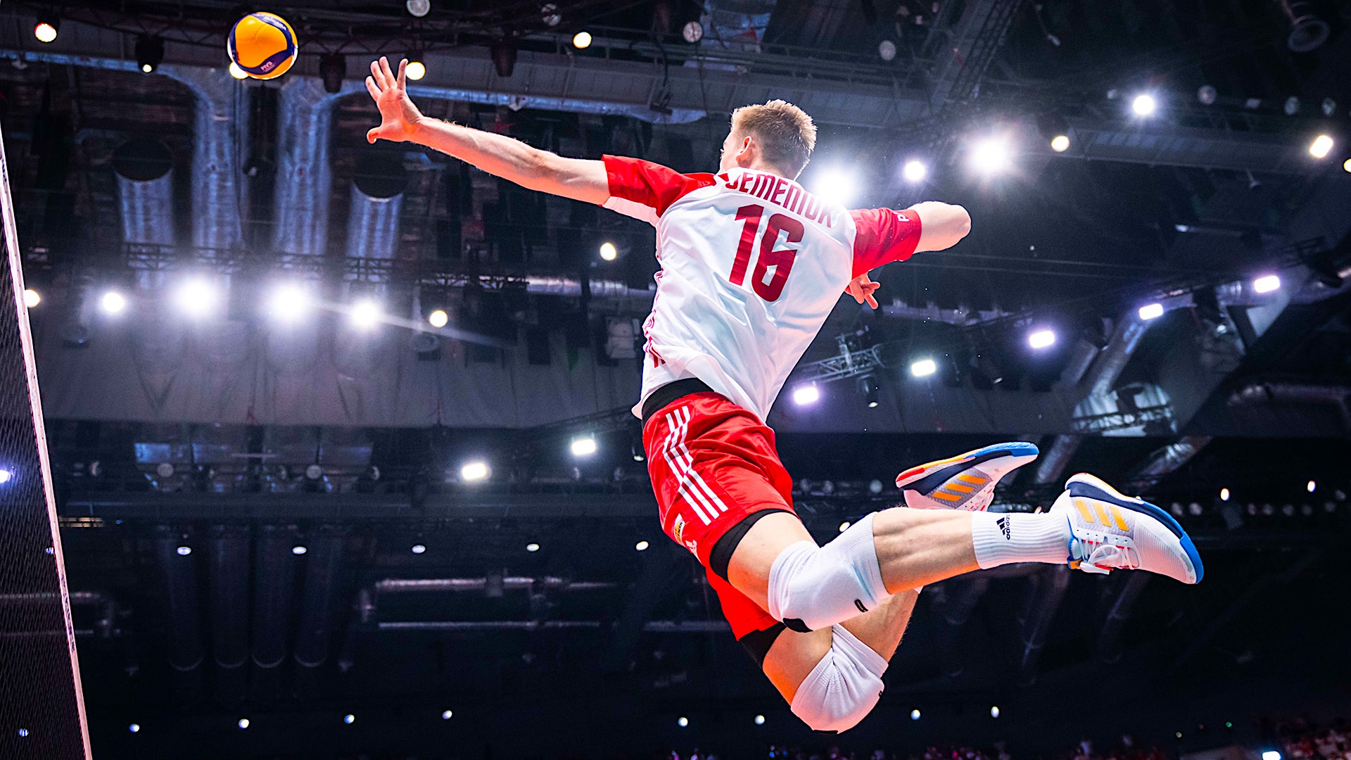 Falling motion in volleyball before the first serve